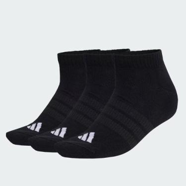 Imagem de Kit Meia Adidas ESS Low 3 Pares Preta e Branca, P