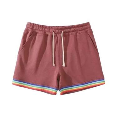 Imagem de Bermuda Esportiva Casual Masculina plus Size Em Cores Arco-Íris, Compr