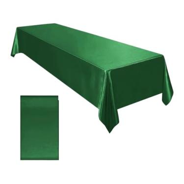 Imagem de Toalha de mesa de cetim retangular para festa de casamento, cor sólida, casamento, banquete, restaurante, festival, decoração de jantar (verde, 145 x 100 cm)