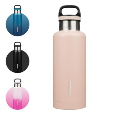 Imagem de BJPKPK Garrafa de água isolada de aço inoxidável de 947 ml com alça de parede dupla, garrafa isolada a vácuo, livre de BPA, pêssego