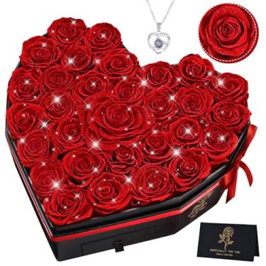 Imagem de MARTINE MALL 30 flores eternas para entrega, rosas reais preservadas com glitter em uma caixa presentes para ela presentes de aniversário de dia dos namorados para mulheres, mãe, namorada, esposa