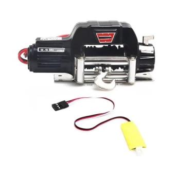 Imagem de Peças de carro RC compatíveis com Axial para SCX10 para TRAXXAS para TRX4 D90 1/10 RC Crawler Car Upgrade Parts Metal Automatic Guincho com cabo de controle 3CH (preto)