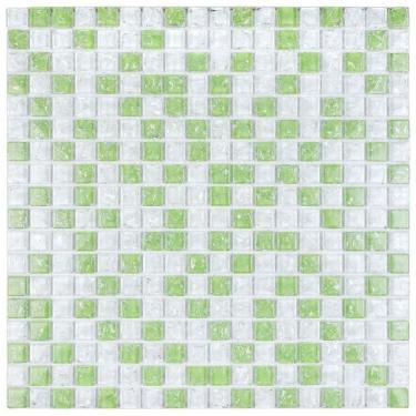 Imagem de Kit 1m² Pastilha de Vidro Galiano 30cm X 30cm Verde/Branco