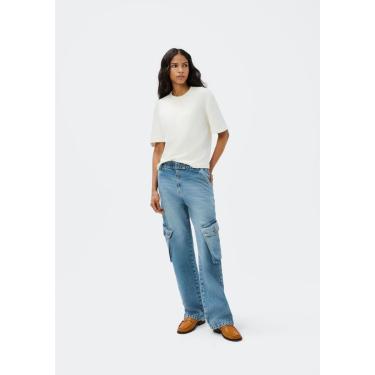 Imagem de Calça Jeans Hering Wide Leg Cargo Cintura Média Feminina-Feminino