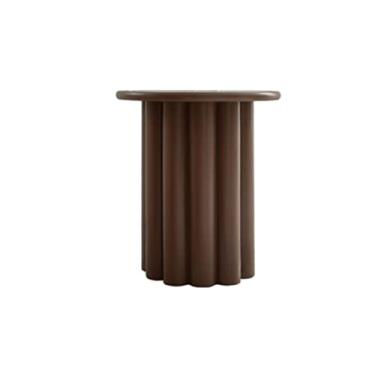 Imagem de Mesa lateral pequena moderna redonda, mesa lateral de sofá de madeira maciça moderna para sala de estar, quarto, escritório, espaços pequenos, 55 x 49,8 cm, simples (café)