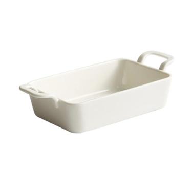 Imagem de x3anggyt5 Assadeira Escandinava Ocidental Cerâmica Forno Pizza Assadeira Casa Assar Microondas Buffet Criativo Prato de Ouvido Duplo Prato Caçarola para Forno (33 cm)