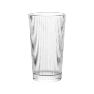 Imagem de x3anggyt5 Copo de vidro com listras verticais, copos clássicos sem haste transparente para água, leite, bebidas, suco (grande)