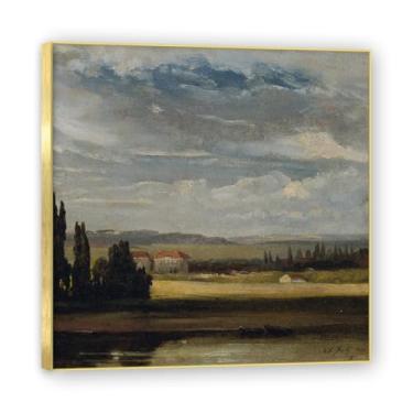 Imagem de NHLDZYH Moldura dourada. Reprodução de arte famosa de J.C. Dahl, arte em tela de paisagem romântica nórdica, decoração de parede elegante para sala de estar, escritório, pronta para pendurar