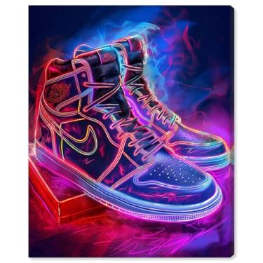 Imagem de Art Remedy Bold Neon Glow Tênis de lona neon tênis de arte, envolto em galeria, 50,8 cm x 61 cm
