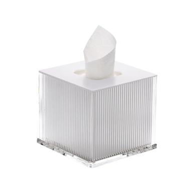 Imagem de Caixa de lenços quadrada para clube moderno e prático organizador de caixa de papel em rolo de acrílico de luxo (preto)