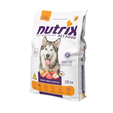 Imagem de Ração NUTRIX Premium Cães Adultos Raças Médias e Grandes Carne e Vegetais 15Kg