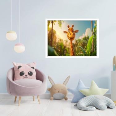 Imagem de Quadro Decorativo Girafa Floresta - 50X70Cm