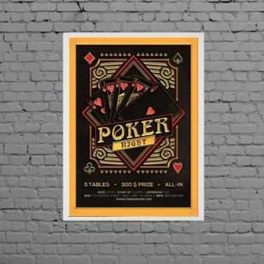 Imagem de Quadro Decorativo Cartaz Poker Night 45X34Cm Moldura Branca