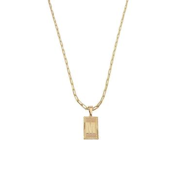 Imagem de Cordão 50Cm Masculino Feminino Pingente Letra M Banhado Ouro