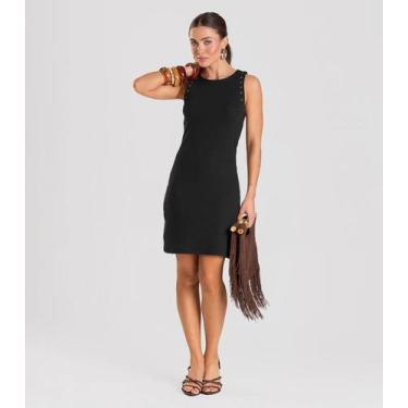 Imagem de Vestido Feminino Canelado Dianna Preto, M, Preto
