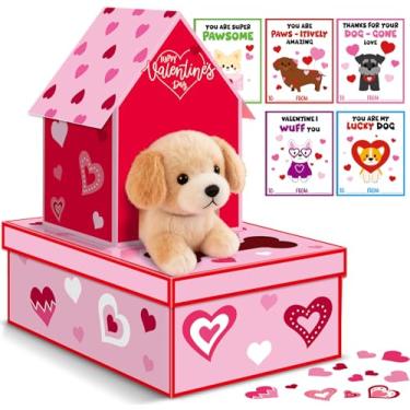 Imagem de ojustbeok Caixa de cartão grande de dia dos namorados para crianças, intercâmbio escolar, dia dos namorados, casa de cachorro, caixa de correio para troca de sala de aula, cartão de dia dos namorados