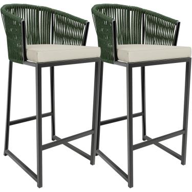 Imagem de Kit 02 Banqueta Para Área Gourmet Cozinha Varanda Corda Náutica Sunset D04 Verde - Lyam Decor