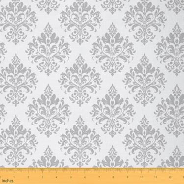 Imagem de Tecido jacquard vintage de 2 jardas da The Yard Tecido de estofamento floral damasco para cadeiras, floral ultra exótico para projetos de bricolage em casa, à prova d'água, decoração interna e externa