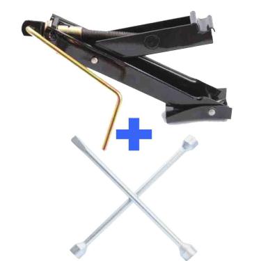 Imagem de KIT Macaco Joelho Universal 600 Kg+ Chave de Roda Tipo Cruz