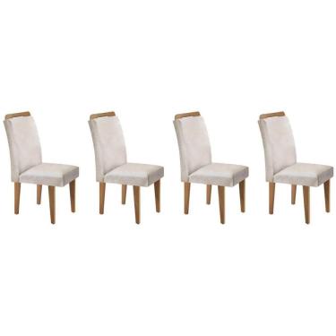 Imagem de Kit 4 Cadeiras De Cozinha Athenas 4 Un Imbuia Capuccino Suede Creme Rufato