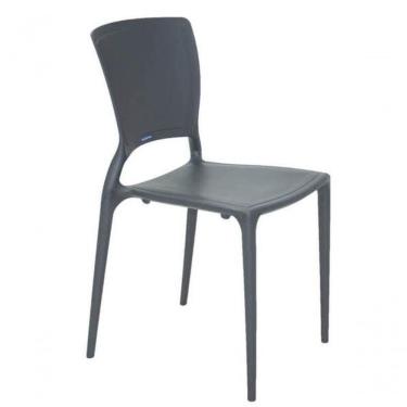 Imagem de Cadeira Tramontina Sofia Em Fibra De Vidro Grafite Com Encosto Fechado