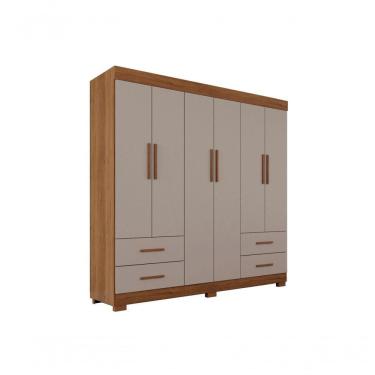 Imagem de Guarda Roupas Casal Texas 6 Portas 4 Gavetas Sem Espelho Salleto Cinamomo/off White