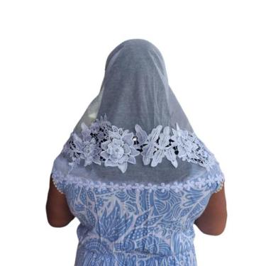 Imagem de Véu Adulto Ccb Bico Renda E Aplicação - Cecilia - Filha do Rei