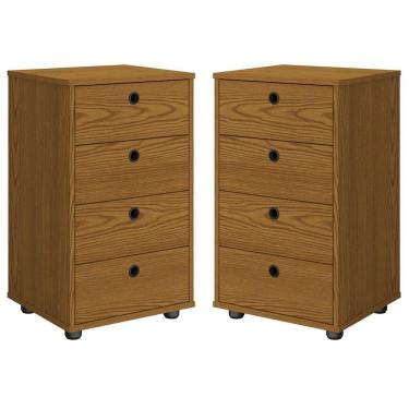 Imagem de Kit 2 Mesas De Cabeceira Classic 4 Gavetas Freijó