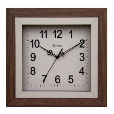 Imagem de Relógio De Parede Quadrado Silencioso Madeira 660096 Cor Do Fundo Branco