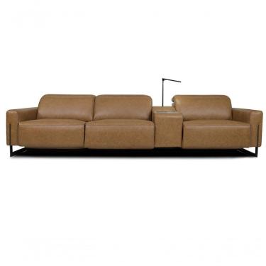 Imagem de Sofá Reclinável Elétrico De Couro Legend Com Itable E Luminária à Direita Soft Brown - Mempra