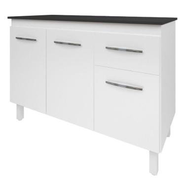 Imagem de Balcão Com Tampo Anita 120 Cm Branco Preto Moblis