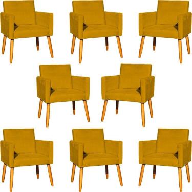 Imagem de Kit 8 Poltronas Nina Para Recepção Suede Cores Pé Palito 30cm Castanho - Suede