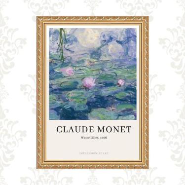 Imagem de Quadro Moldura Dourada Monet - Lilies 33X24Cm
