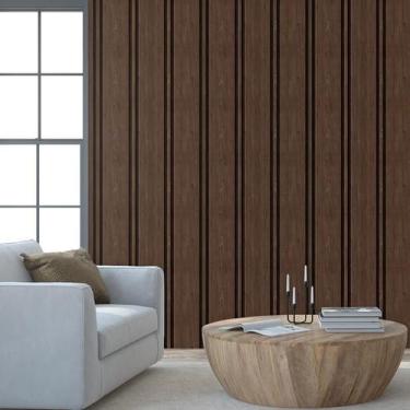 Imagem de Papel De Parede Ripas De Ipê Marrom Lavável Adesivo Escuro - LRP