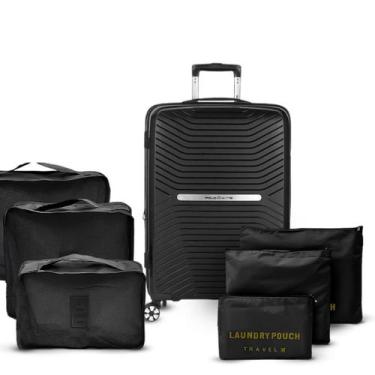 Imagem de Mala Bordo 10Kg Polipropileno Cadeado Tsa + Kit Organizador - Polo Kin