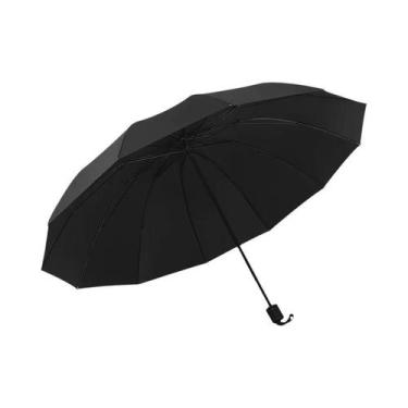Imagem de Guarda-chuva Grande Dobrável Preto Com Proteção Solar, 12 Varetas, Rob