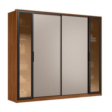 Imagem de Guarda Roupa Casal Laredo D44910k Nogueira Nude Prime Tx Flex Com Vidro Reflecta Demóbile - Demartêz
