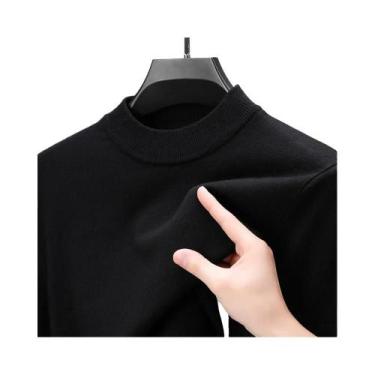 Imagem de Suéter Masculino Casual De Malha Gola Alta Sólida Para Outono Inverno 