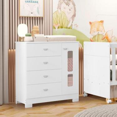 Imagem de Cômoda para Quarto de Bebê em Mdf Katatau Branco Brilho - Móveis Relle