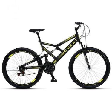 Imagem de Bicicleta colli gps dupla susp. full a.26 21v preto fosco/amarelo neon