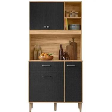 Imagem de Armário de Cozinha Erva Doce 90cm 4 Portas 1 Gaveta Nicioli Cor Freijó