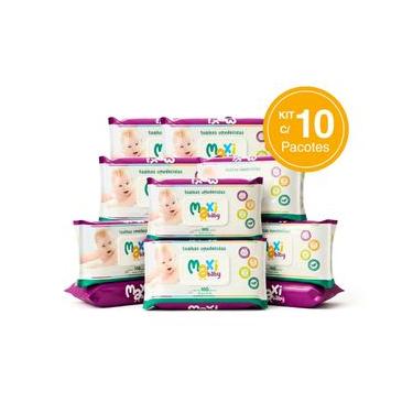 Imagem de Kit 10 Toalhas Umedecida Hipoalergênico 100un Cada Maxi Baby