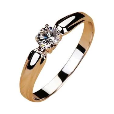 Imagem de Anel De Noivado E Casamento Elegante E Simples Para Mulheres Com Zircô