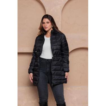 Imagem de Sobretudo Feminino Puffer Alongado Acolchoado Jaqueta COR:PRETOTAMANHO