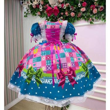 Imagem de Vestido Junino Luxo Quermesse Luz do Interior - Infantil, 6, Rosa pink