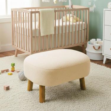 Imagem de Puff Sala Decorativo Jhessy Madeira Bouclê D03 - D Rossi - DRossi, Beg