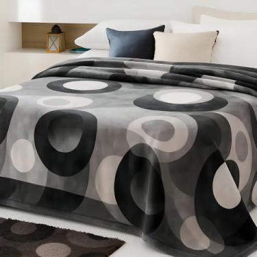 Imagem de Cobertor dyuri plus palmares - 1,80 x 2,20 - preto/cinza - jolitex