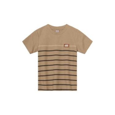 Imagem de Camiseta infantil menino listrada Mundi - 10, Marrom, 10