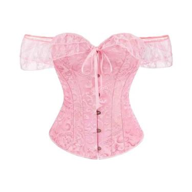 Imagem de Camisa Corset Retro Com Renda E Alças, Mangas Bufantes, Bustier Modela