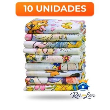 Imagem de Pano de Prato GRANDE Estampado Bainha Kit 10 Unidades - Rei do Lar
